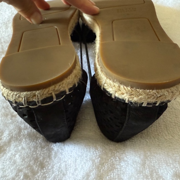 Eileen Fisher espadrille nubuck leather sandals, black, size 8 - Picture 6 of 13